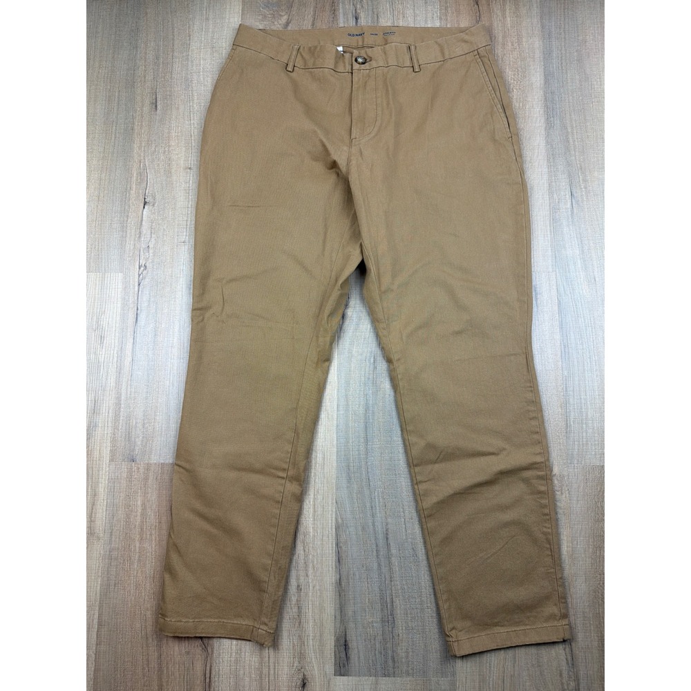 Old Navy Athletic Built-In Flex Chino Pants Mens 34x30 Tan Brown 408050-05